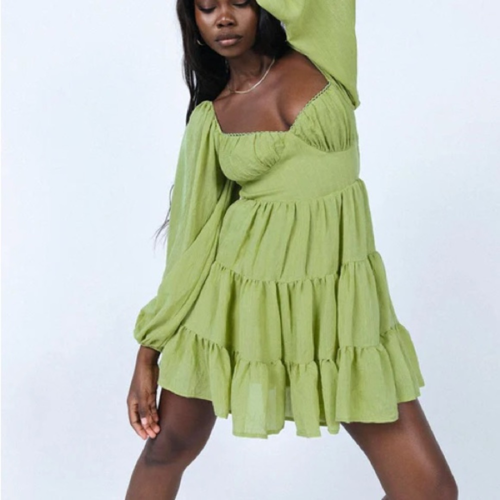 Princess Polly Lime Long Sleeve Dress